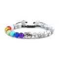 Handmade Beaded Buddha Head Bracelet Chakra Stone Woven Rope Couple Jewelry Gift - Black Line Howlite