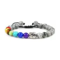 8mm Black White Stone Chakra Buddha Bead Braided Bracelet Couple Adjustable Hand Rope - Picasso Stone