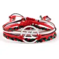 Etnische geweven armband meerstrengs touw met zilveren golf hanger voor koppels - Zeegolf