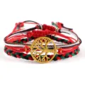 Etnische gevlochten armband met gouden levensboom hanger, casual koord armband voor stel. - Levensboom - Goud