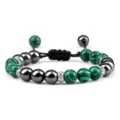 Natuurlijke Groene Malachiet En Hematiet Kralen Geweven Verstelbare Armband Sieraden - Malachiet
