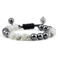 Hematiet en grijze steen gevlochten yoga armband variant, verstelbaar koord. - Glitter