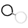 Couple magnetic matching beaded bracelets set black and white 6mm stone stretch bracelets - Matte White Porcelain