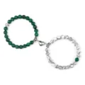 Ensemble de bracelet de perles en pierre a attraction magnetique de coeur de couple - Malachite et Turquoise à Ligne Noire