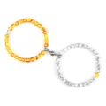 Couple magnetic attraction bead bracelet set, 6mm weathered stone and amber style jewelry. - Black Vein Turquoise and Imitation Amber