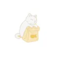 Cute cartoon cat enamel pin brooch badge for backpack and clothes accessories stylish gift item - White
