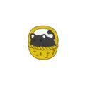 Cute black cat in yellow basket enamel pin, fun animal brooch for school bags and clothes. - Yellow