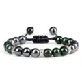 Groene zandsteen en hematiet kralen verstelbaar geweven armband mode sieraden - Groene Zandsteen
