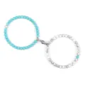 Couple magnetic beaded bracelet set, blue and white stone beads, matching friendship gift. - Black Vein Turquoise and Light Blue Turquoise