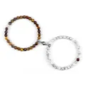 Couple magnetic matching stone bracelets with 6mm beads, stylish minimalist jewelry design. - Black Vein Turquoise and Tiger Eye