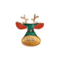 Noel renne broche vert rouge emaille or alliage mignon elan epingle de revers - Renne