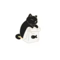 Cute black cat enamel pin cartoon animal metal badge brooch for school bag accessories - Black