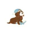 Cute dog skateboard enamel pin metal cartoon badge for backpack clothing decoration accessories - Brown