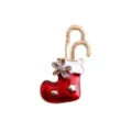 Broche de bas de Noel en alliage emaille rouge et blanc avec strass pour decoration de vetements. - Chaussettes