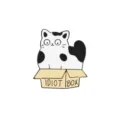 Cute cat in box enamel pin black and white funny cartoon animal brooch badge accessory - Black and White Cat