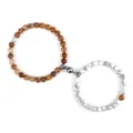 6mm Magnetic Couple Bracelets Natural Stone Matching Distance Beaded Bracelets for Men Women - Black Vein Turquoise and Picture Jasper