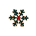 Broche flocon de neige de Noël avec émail vert et strass rouge pour tenues de fêtes. - Flocon de neige
