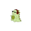 Cute cartoon dinosaur enamel pin with sunglasses and headphones, cool alloy badge. - Green