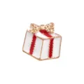 Weihnachten Geschenkbox Brosche Gold Weiss Emailliert Anstecknadel Feiertag Kostüm - Geschenk