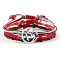 Meerkleurige Geweven Armband Etnische Stijl Vriendschapsband met Zilveren Metalen Bedel - Om-symbool