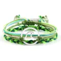 Braccialetto dell'amicizia intrecciato a mano con ciondolo onda, corda verde e bianca spiaggia. - Sea Wave