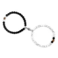 6mm magnetic couple beaded bracelet set, stylish black and white stone matching for lovers style. - Matte Black Vein Turquoise and Tiger Eye Multi-Bead