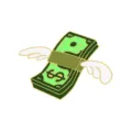 Niedlicher Cartoon fliegender Dollar Geld Emaille Pin Brosche Abzeichen fuer Kleidung Rucksack - Grün