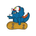 Cute blue dinosaur skateboard metal brooch badge cartoon pin backpack jacket clothing decor ornament - Blue Dinosaur on Skateboard (BH885-2)