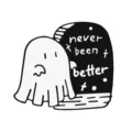 Cute ghost and tombstone enamel pin badge design, black and white gothic punk style. - Ghost