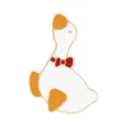 Cute cartoon white duck brooch with red bow tie, fashion alloy animal badge for daily wear. - Yellow Duck