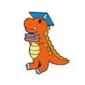 Cute cartoon dinosaur enamel pin graduation badge metal student backpack clothing decor item - Orange Dinosaur with Doctoral Cap (BH885-5)