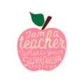 Cute apple enamel pin with teacher quote, metal brooch badge for backpack clothes, creative gift - Teacher Apple (Pink)