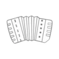 Mini accordion badge brooch variant, dream white musical instrument pattern pin design - Accordion