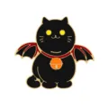 Lindo broche de esmalte de gato negro alas de murciélago insignia de dibujos animados - Estilo Gato Negro Murciélago (BH894) / Negro