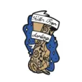 Creative cartoon enamel pin badge with starry background and letter ribbon hand design accessory - Blue