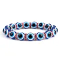 Boze oog kralen armband met rode strass afstandhouders, elastische yoga kristal sieraden. - Gouden Rand Strass / Roze Strass