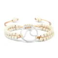 Bracelet tressé fait main avec perles blanches et charm vague en argent pour tous les jours. - Turquoise Matrix Jaune