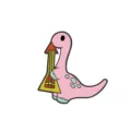 Cute pink dinosaur enamel pin cartoon metal badge sweet backpack clothing decoration accessory - Pink Dinosaur with Rocket (BH885-7)