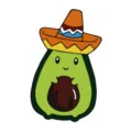 Cute avocado brooch pin with sombrero hat, funny cartoon badge for backpack clothing decor. - Squirrel
