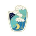 Cute enamel pin featuring a creative starry ocean wave in a glass cup design, perfect for clothes. - Water Bottle