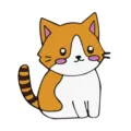Cute orange and white cat cartoon badge design, perfect for schoolbag and clothes decor. - Cat