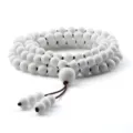 Bracelet collier multicouche en perles mates blanches bijou de meditation zen chic - Effet Porcelaine Blanche Matte