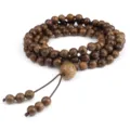 Bracelet de perles de priere en bois naturel 108 mala meditation bijoux vintage homme - Perles en bois