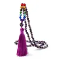 Bohème 108 Perles Mala Collier 7 Chakra Cristal Guérison Longue Chaîne Pull Gland Bijou - Agate de feu violette