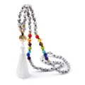 Collana di perle turchese bianca con sette pietre chakra e nappa albero della vita - Howlite Bianca
