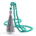 Collar de cuentas turquesas con borla gris, elegante pulsera envolvente multicapa o joyería. - Turquesa Verde