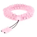 Bracelet de perles mala en quartz rose naturel et bijoux en cristal rose pour femmes - Quartz rose