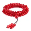 Bracelet Mala 108 Perles en Agate Rouge Cristal Pierre Précieuse Bijoux Superposés SKU - Jade Rouge