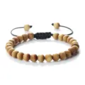 Adjustable wooden bead bracelet with black woven cord, simple and natural style for daily wear. - Thuja Bracelet / 6mm/Pack