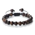 Adjustable wooden bead bracelet, natural dark brown wood grain prayer bracelet for men women. - Thuja Bracelet / 8mm/Pack